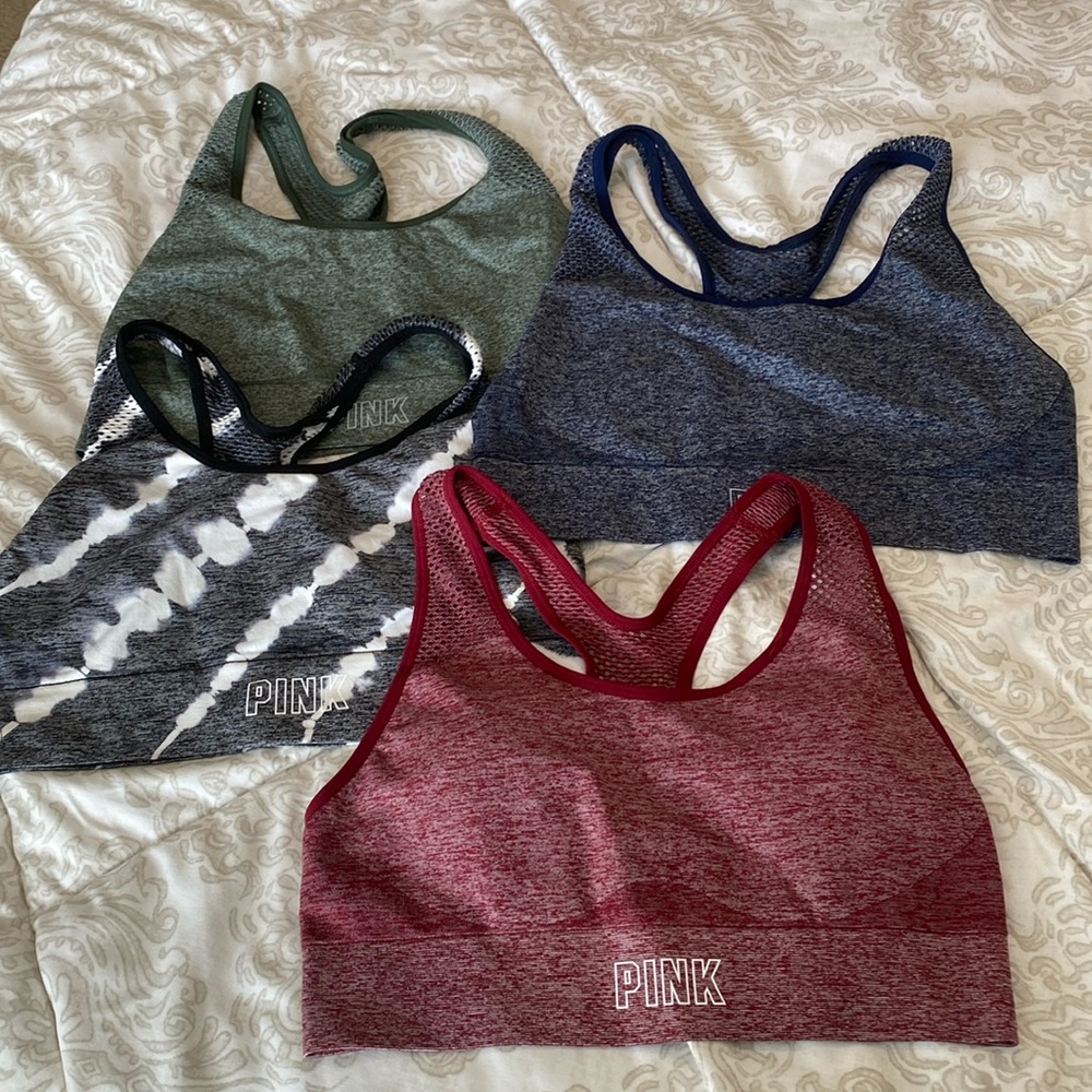 Set of 4 PINK sports bras